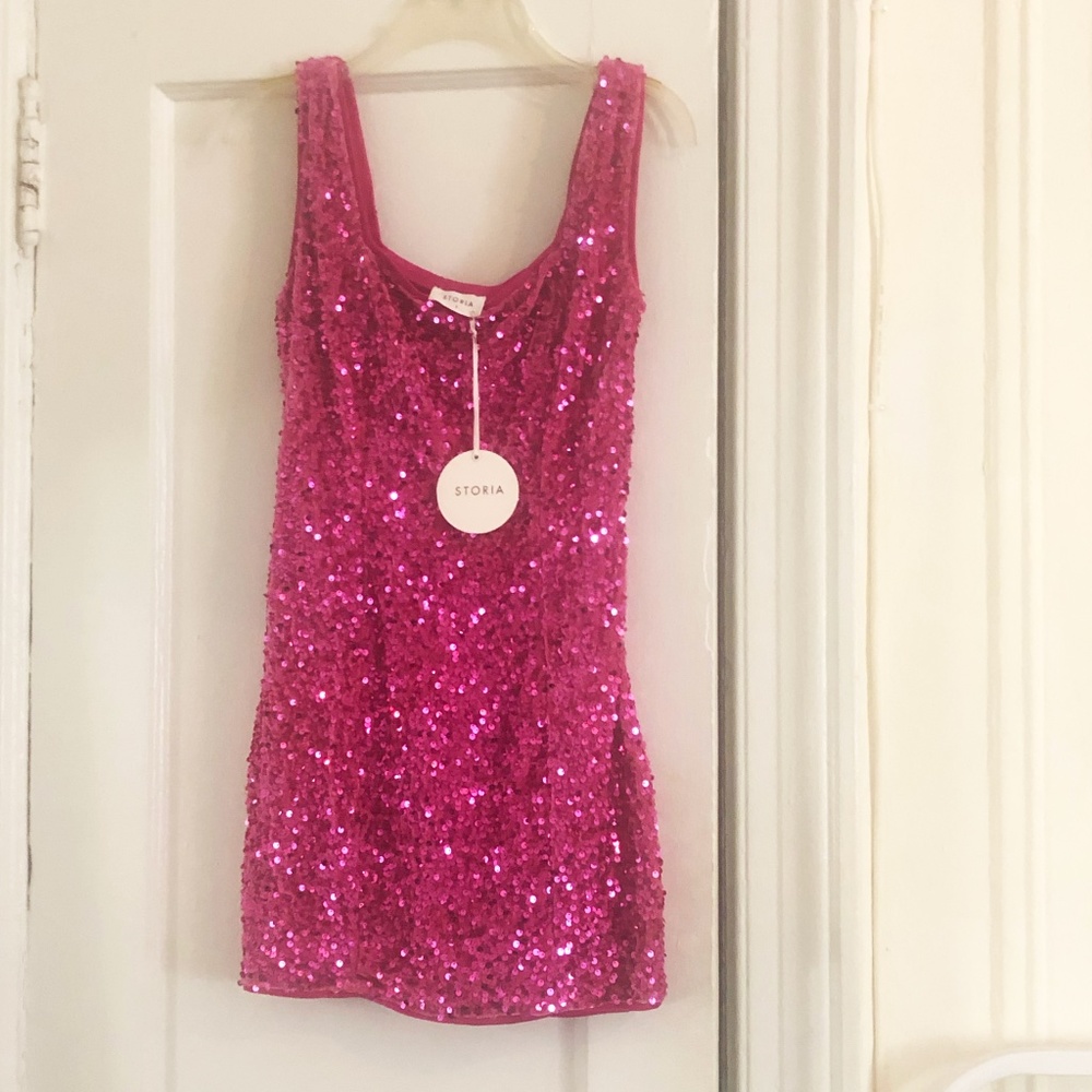 Storia Pink Sequin Mini Dress